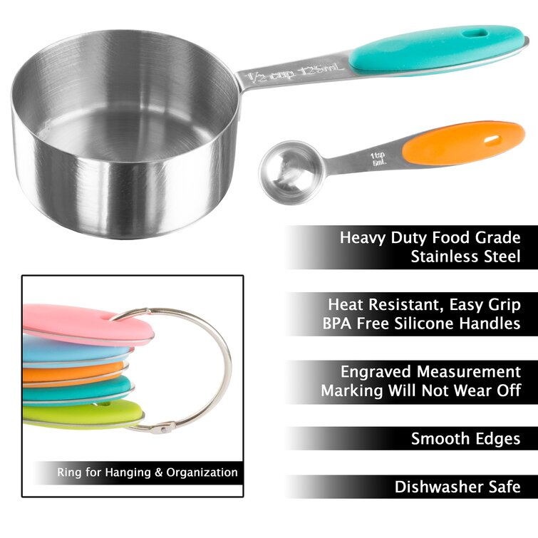 Zulay Kitchen 10-Piece Stainless Steel Measuring Cups and Spoons