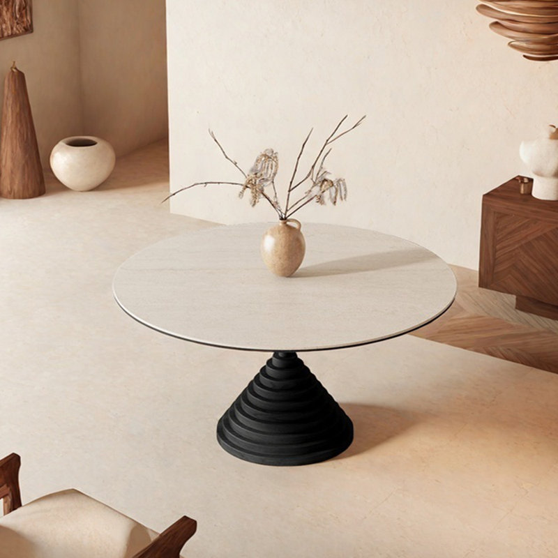 Table de salle à manger ronde unique, H 29,53 po x L 51,18 po x l 51,18 po, Blanc