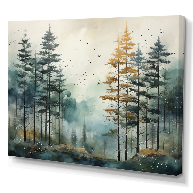 Décoration murale forêt Tonalis Whispering Pines Pointillism II, H 30 po x l 40 po x P 1,5 po, Toile tendue