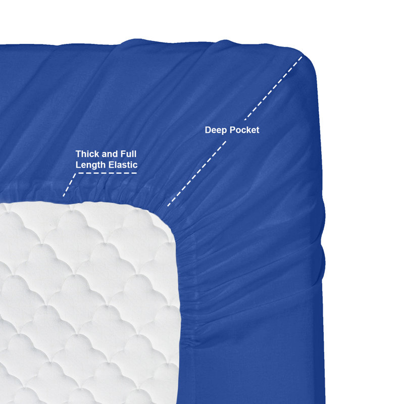 Ensemble de draps , Bleu royal, Ensemble de draps pour lit simple TG + drap-housse