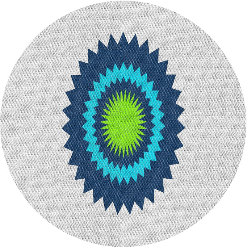 Tapis blanc/bleu/vert à tisser électrique, Rond 4 pi