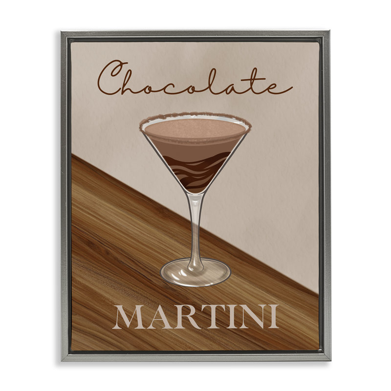 Martini chocolat sur cadre flottant brun, design par Marcus Prime, Cadre flottant gris lustré, H 21 po x l 17 po