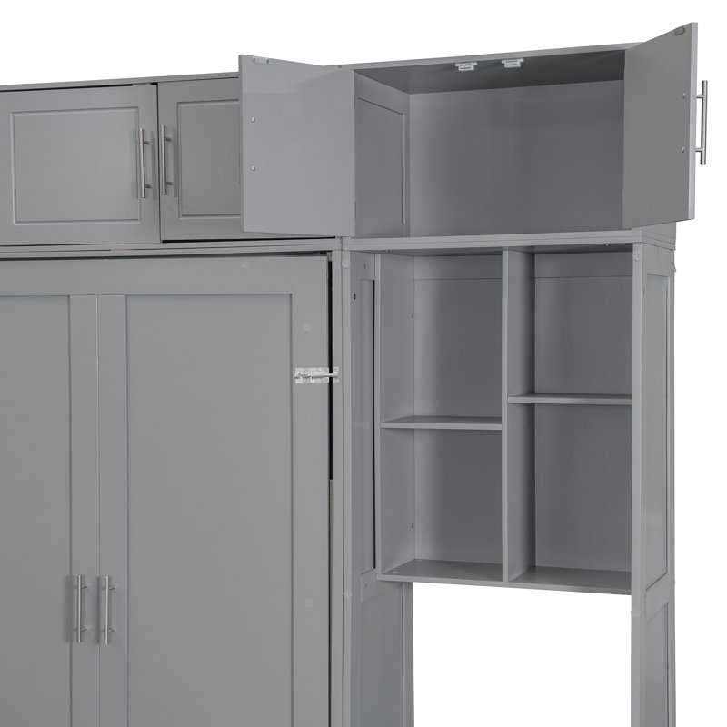 Grand lit escamotable peu encombrant avec bureau, fini gris en MDF pour les maisons modernes