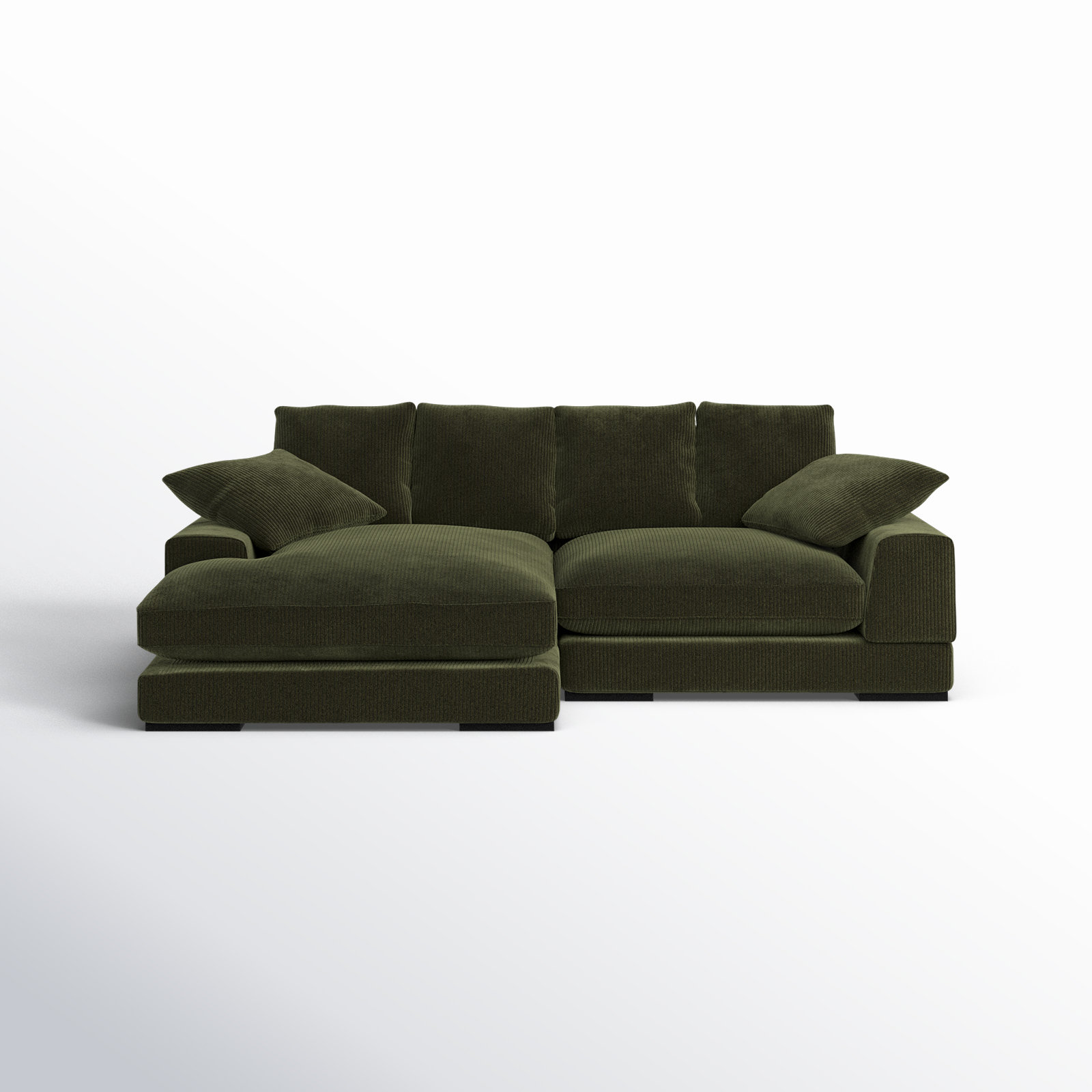 Lonsdale Linen Modular Sofa and Chaise, Dark Green Corduroy