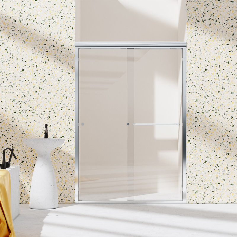 Porte de douche coulissante double semi-sans cadre, Chrome