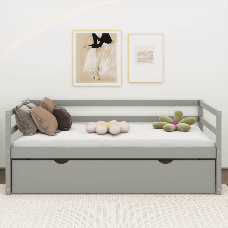 Ensemble de lit de jour avec lit gigogne simple, Gris