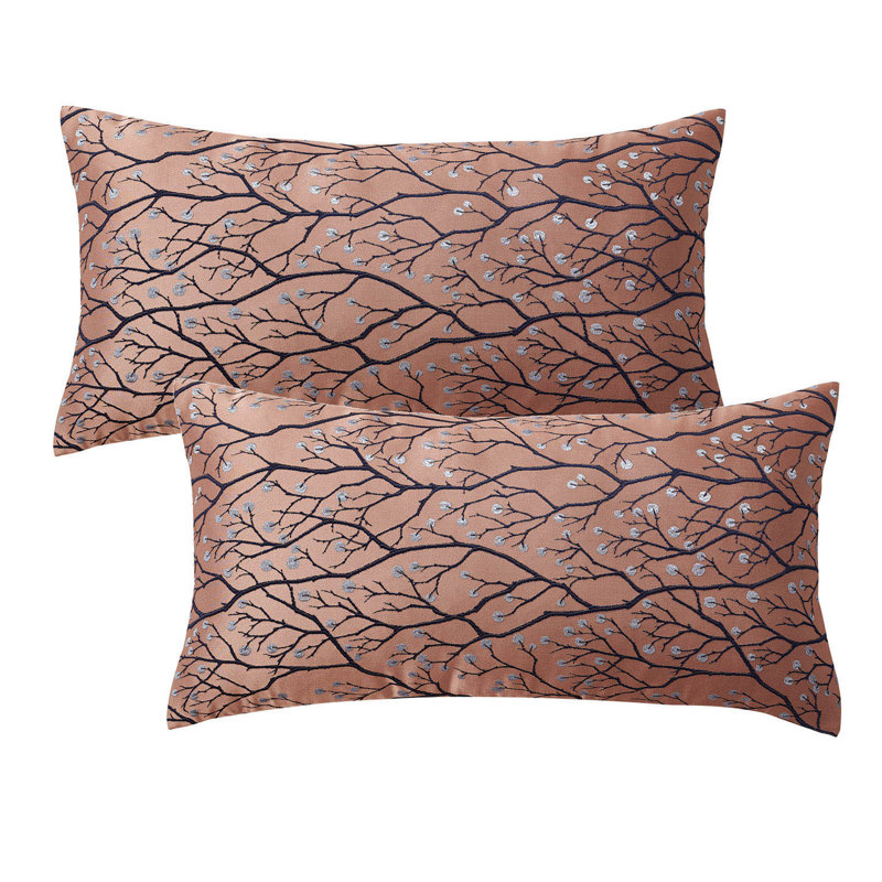 Floral Rectangular Lumbar Pillow Cover, Rose