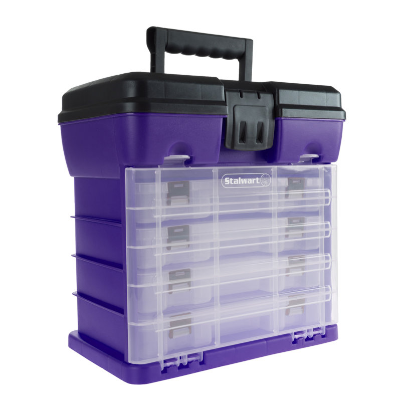 Stalwart Portable Tool Box - Small Parts Organizer with Drawers and Customizable Compartments for Hardware, Fishing Tackle, Beads, or Crafts