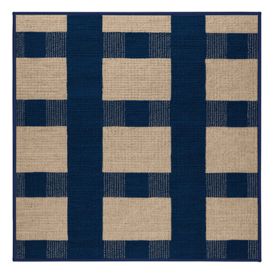 Tapis bleu à carreaux lavable à la machine