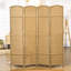 Paravent de chambre à coucher à 4 panneaux, hauteur de 1,70 m. Design tissé à la main avec une touche de bois naturel. Cloison polyvalente. Cadre et sangles en polypropylène. Léger et pliable. Aucun assemblage requis.