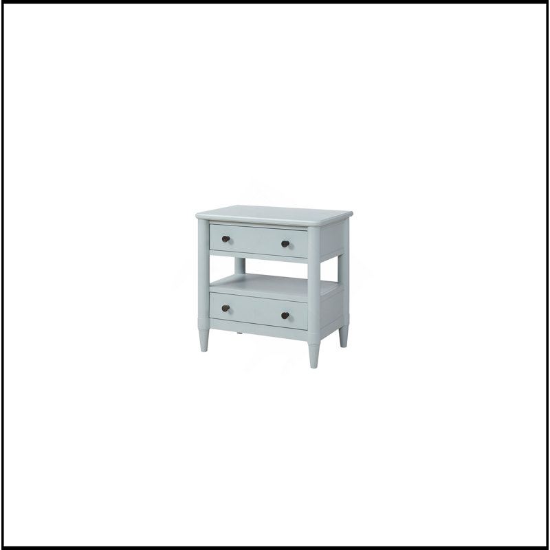 Table de chevet ouverte avec 2 tiroirs, Bleu clair