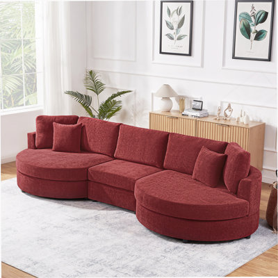 Canapé 3 places avec canapé incurvé de 129 pouces au design incurvé pour la vie moderne, tissu chenille