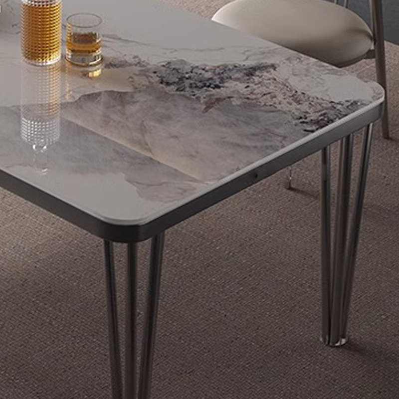 High-end simple modern dining table, White/Gray, 29.5"H x 70.8"L x 33.4"W