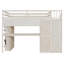 Lit mezzanine avec bureau, escalier de rangement, bibliothèque éclairée et garde-robe, lit double-38891026