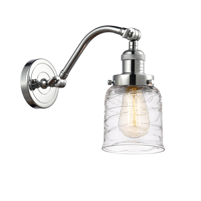 Applique murale 1 lumière 5 po Bell, Ampoule à DEL rétro de 6 watts, Chrome poli, Tourbillon déco transparent