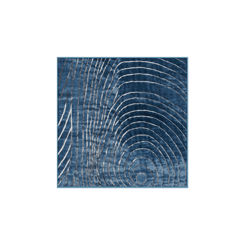 Machine Washable Blue Area Rug, Square 3'