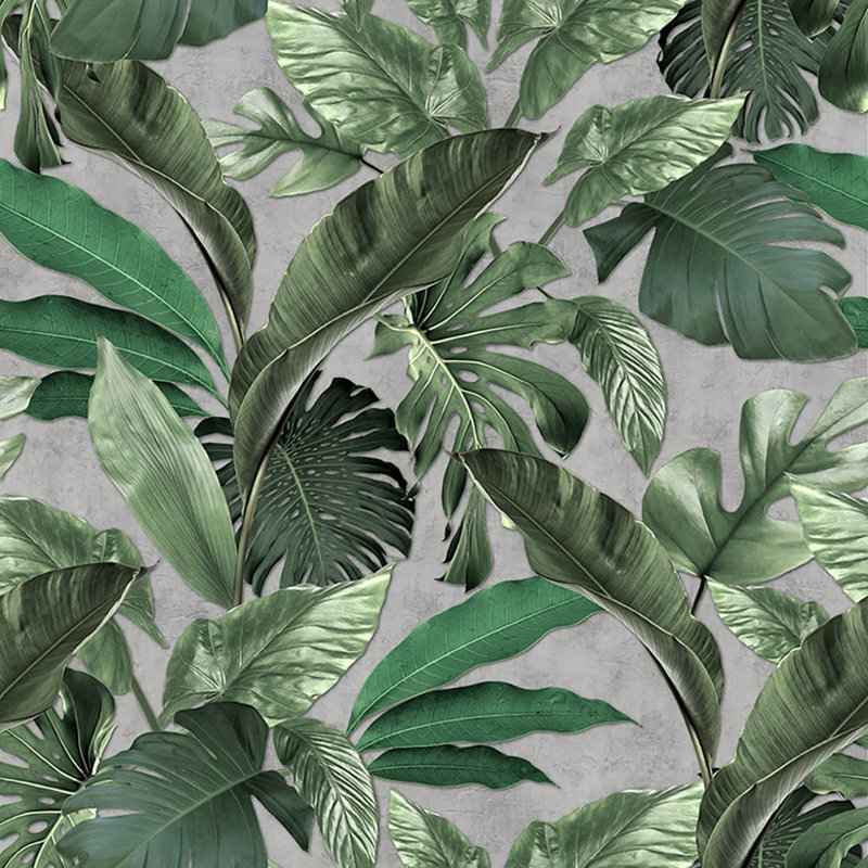 Panneau mural à 3 panneaux à motif de feuilles tropicales The Loft Collection, Gris