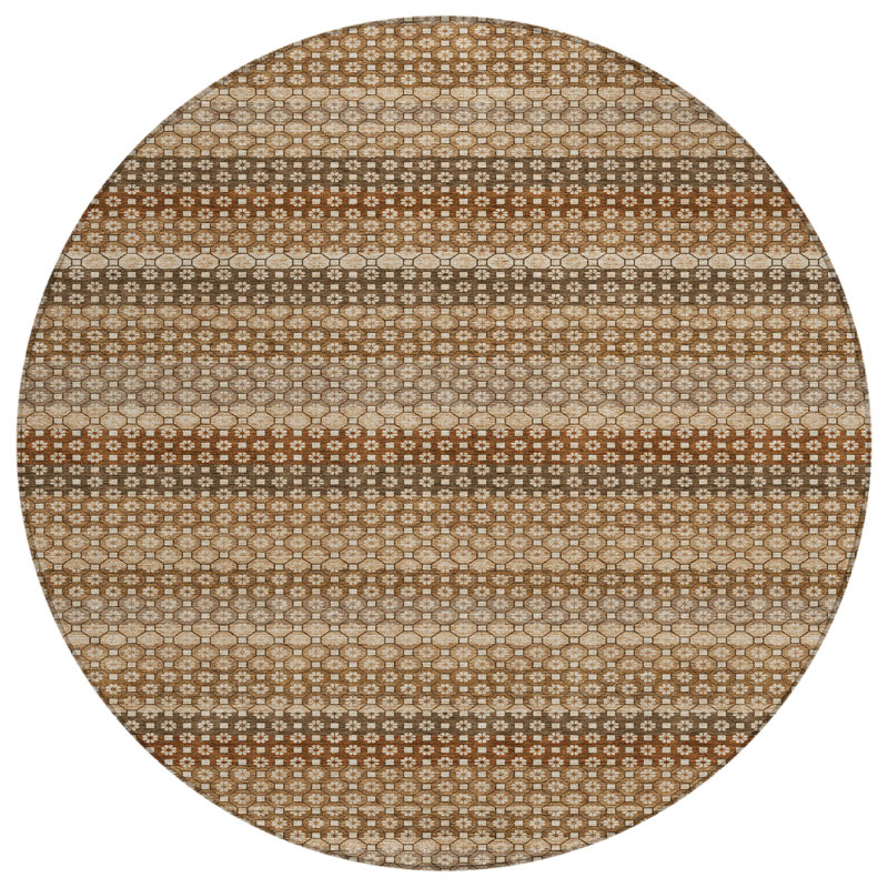 Tapis paprika Christain ACN1424 intérieur / extérieur lavable à la machine, Rond 8 pi