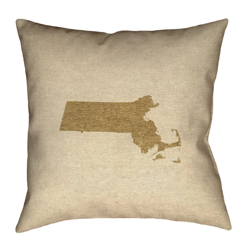 Housse de coussin Katelyn Smith Massachusetts Cptton, 14 po x 14 po, Sergé de coton, Marron foncé