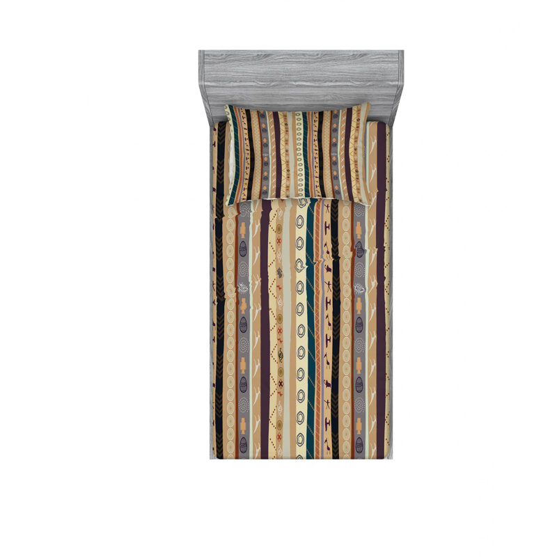 Microfiber Sheet Set, Twin Sheet Set with Fitted Sheet, Striped