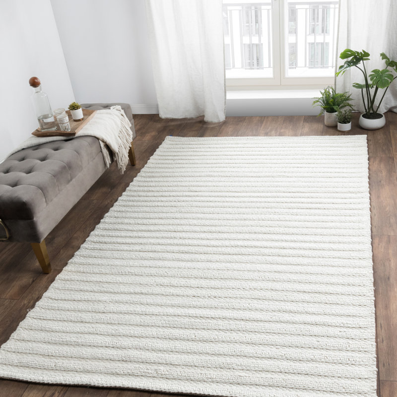 Tapis de zone ivoire handwoven Molimo, Rectangle 9 pi x 12 pi