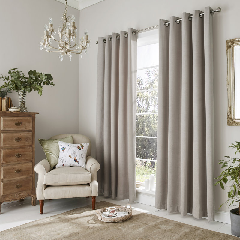 Abbott Semi Sheer Curtain Pair, Grey, 163 W x 229 D cm