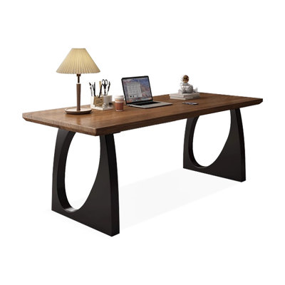 Bureau d'écriture rectangulaire en bois massif brun noisette