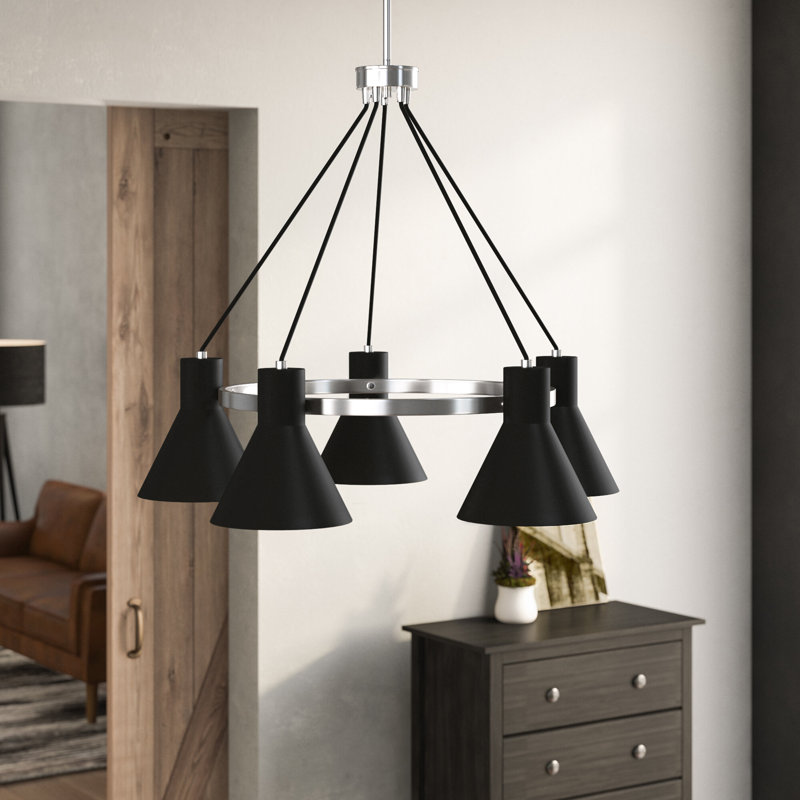 Byers 5-Light Chandelier, Nickel brossé, Non