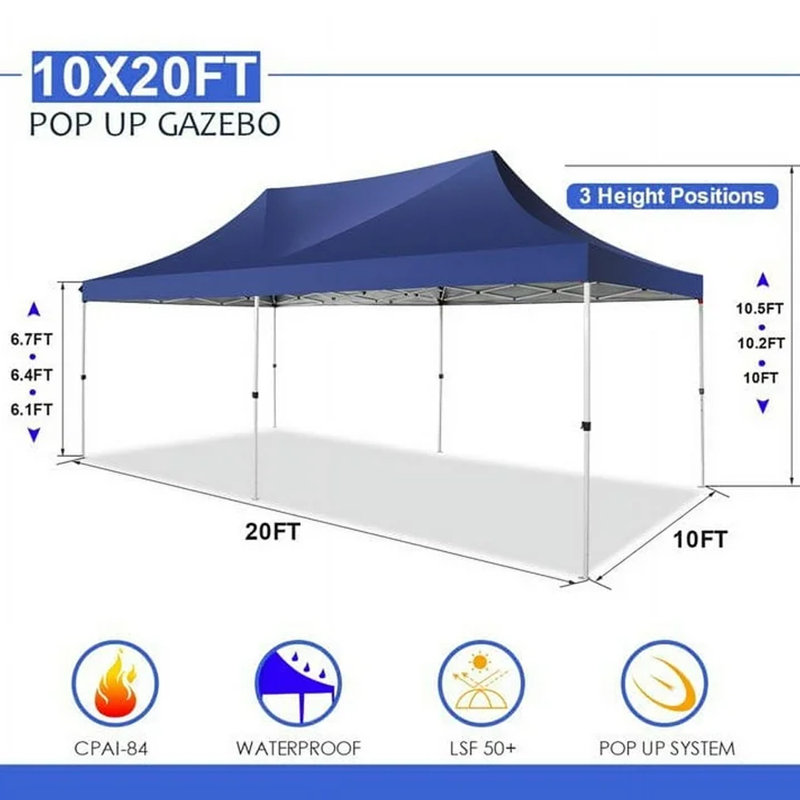 10x20 Pop up Canopy Tents for Parties 3.0, Upgrade Structure , Blue