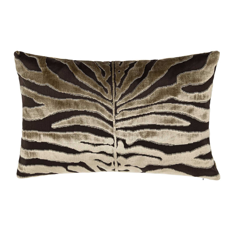Loren Silk Velvet Animale  Lumbar Rectangular Pillow Cover & Insert