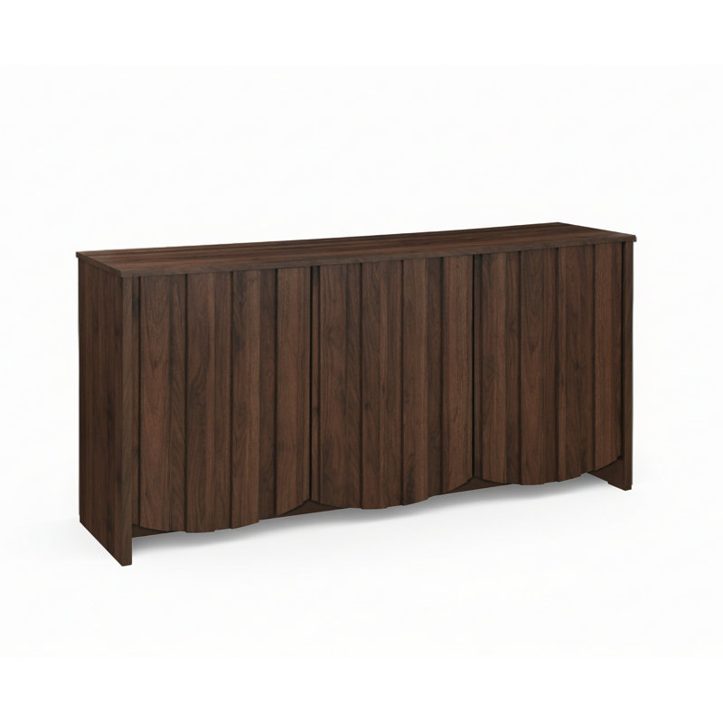 Buffet en bois manufacturé avec rebords festonnés l 59,1 po Winette, Noyer