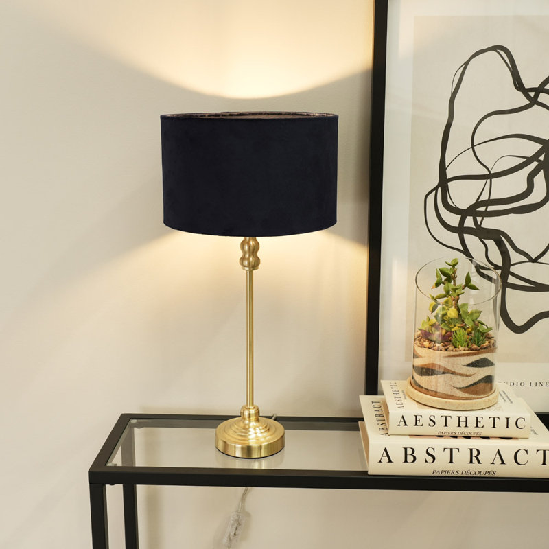 Reselva Metal Table Lamp, Gold Base/Black Shade