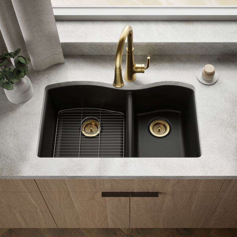 Kennon Neoroc 33" L x 22" W Dual Mount Kitchen Sink, Matte Black