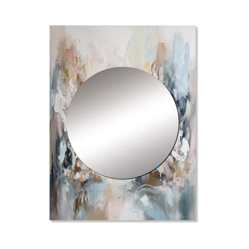 Delicate Brushstrokes Abstract Painting IV - Abstract Painting Large Mirror, Cream Unique Wall Mirror Decor, Printed Metal Art