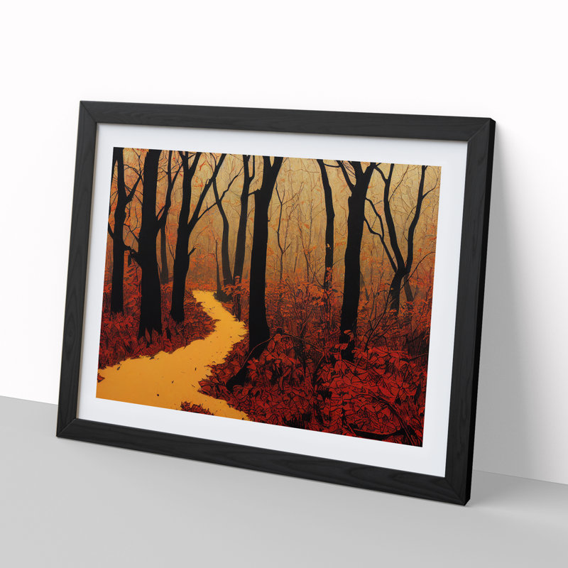 A Radiant Autumn Forest - Single Picture Frame Print, Black, 46cm H x 64cm W