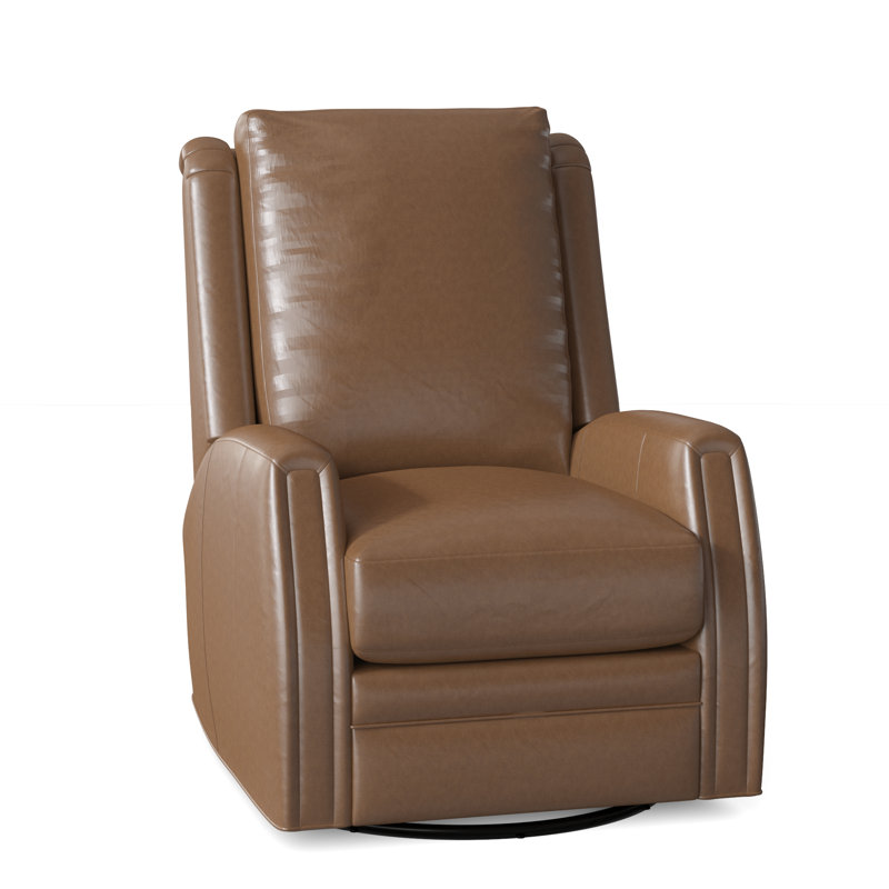 Lockhart Recliner, Swivel Glider with Manual Recline & Inside Release, Alpine Dark Grey Genuine Leather, No Nailhead