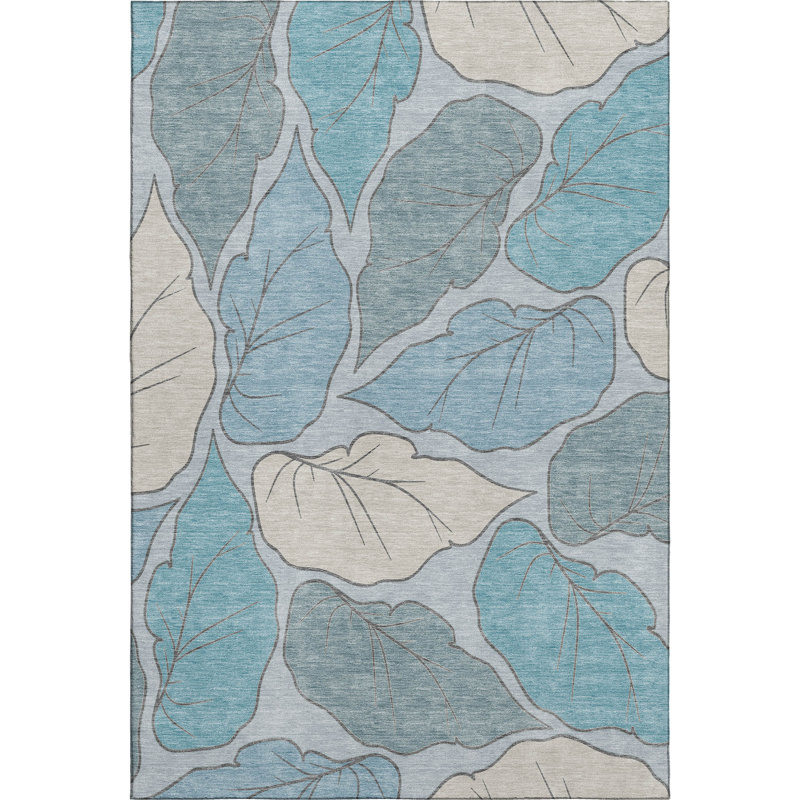 Tapis botanique de qualité supérieure lavable à la machine Mayfield AMF2348, Teal, 8' x 10'