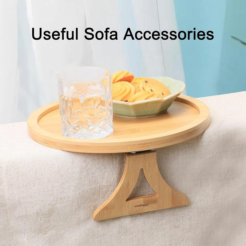 Bamboo Couch Arm Tray, Couch Arm Table For TV Remote Control/Cel...