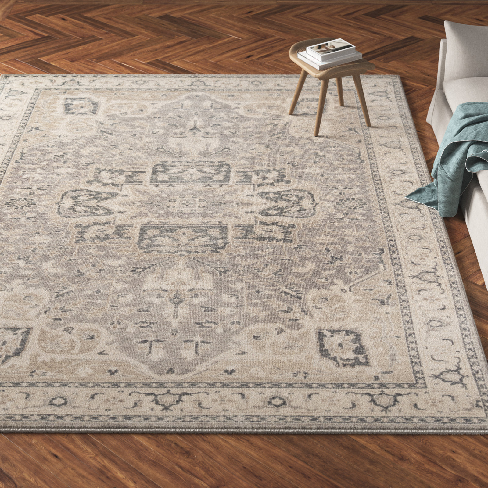 Lucy Gray Hand-Knotted Wool Oriental Rug, Rectangle 9'6" x 13'6"