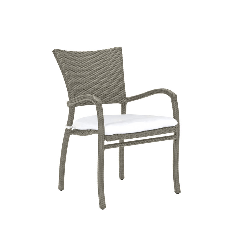 Skye Woven N-Dura Resin Wicker Stackable Outdoor Arm Chair, No Welt, Verona Fossil(463), Oyster