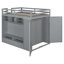 Lit mezzanine double avec centre de divertissement illuminé, armoire et tiroirs de rangement, tablettes-129599063