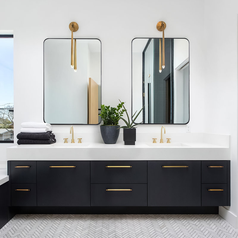 Miroir d'appoint Eitzen, Noir, 30 po x 22 po