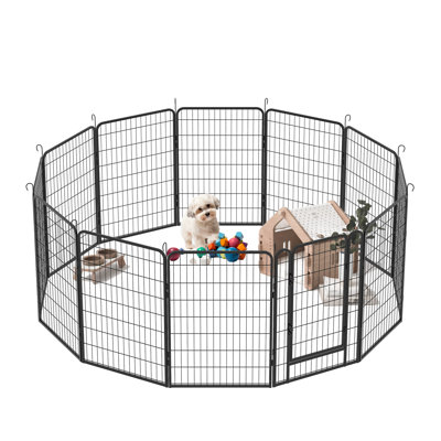 Parc pour animaux 39,78 "en métal pour chien - 12 panneaux extérieurs pour enclos pour animaux avec revêtement antirouille et métal polyvalent robuste, clôture pour chien - processus d'installation simple