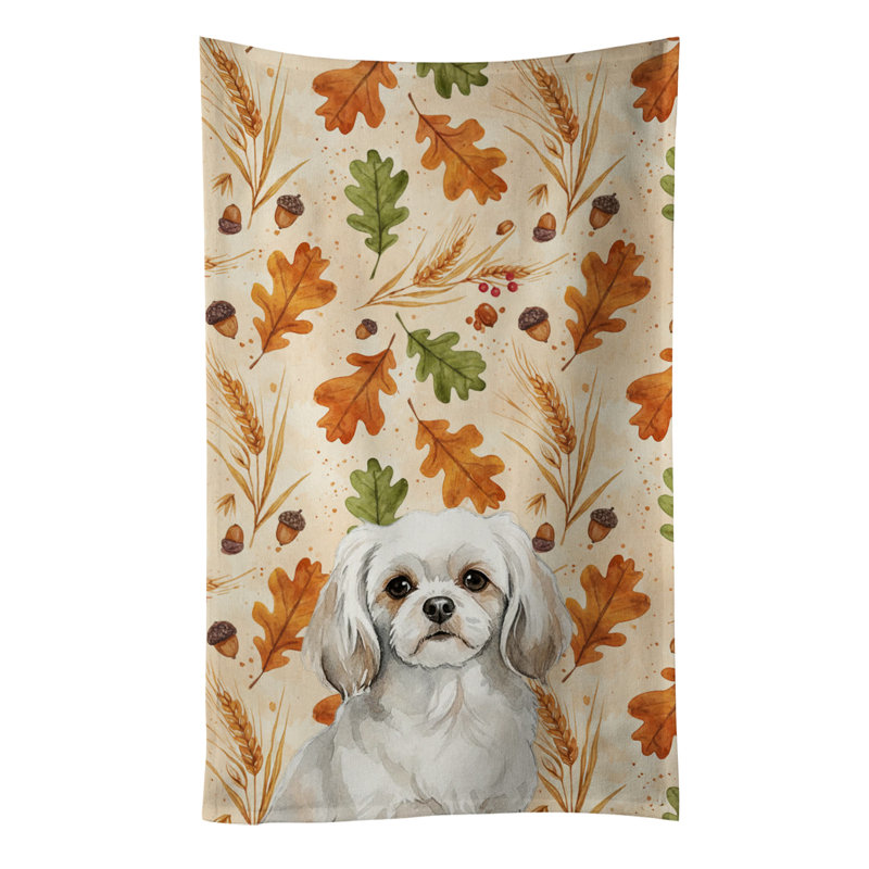 Serviette de cuisine blanche épagneul tibétain héritage blanc, White Tibetan Spaniel