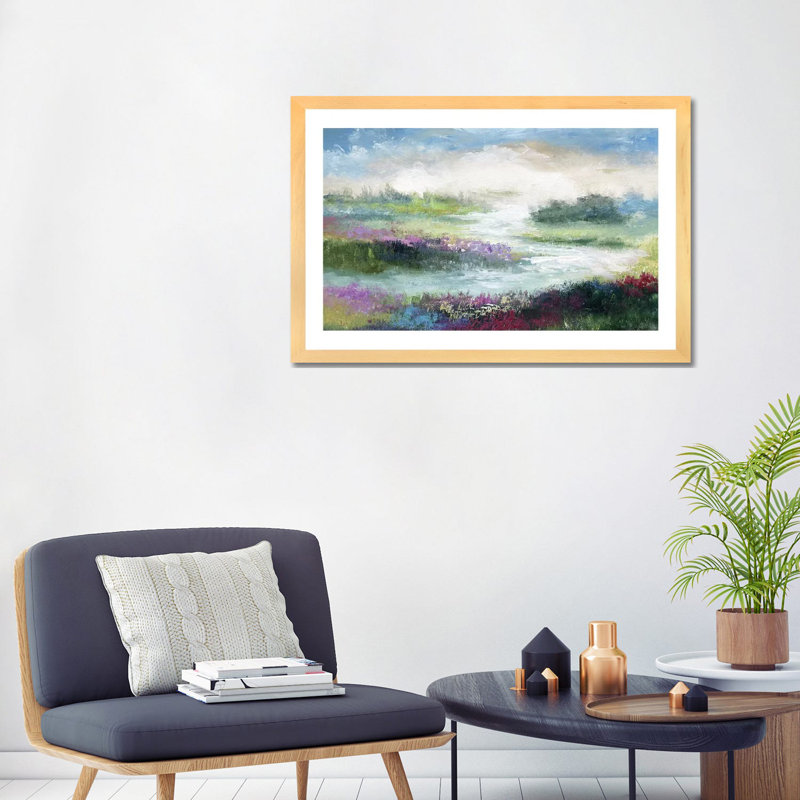 «Pastoral Meadow» par Nan - reproduction imprimée, Encadré naturel, H 24 po x l 32 po x P 1 po