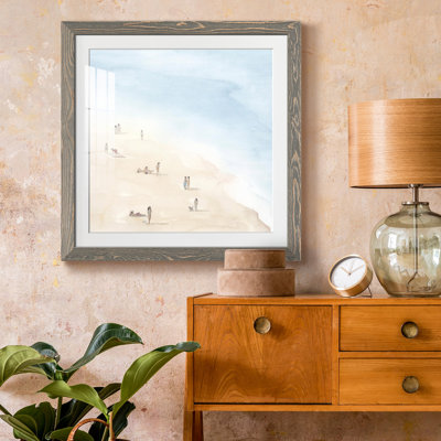Beach Goers II - Matted and Framed Under Acrylic Glass, Coastal Wall Art for Living Room