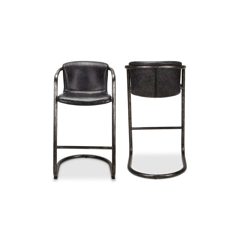 Freeman Bar Stool, Bar Stool (29" Seat Height), Brown Genuine Leather