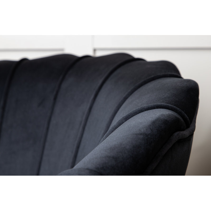 Ines Velvet Barrel Chair, Black