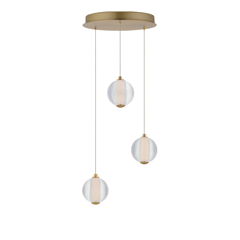 Luminaire suspendu grappe 3 lumières Alhena, Or