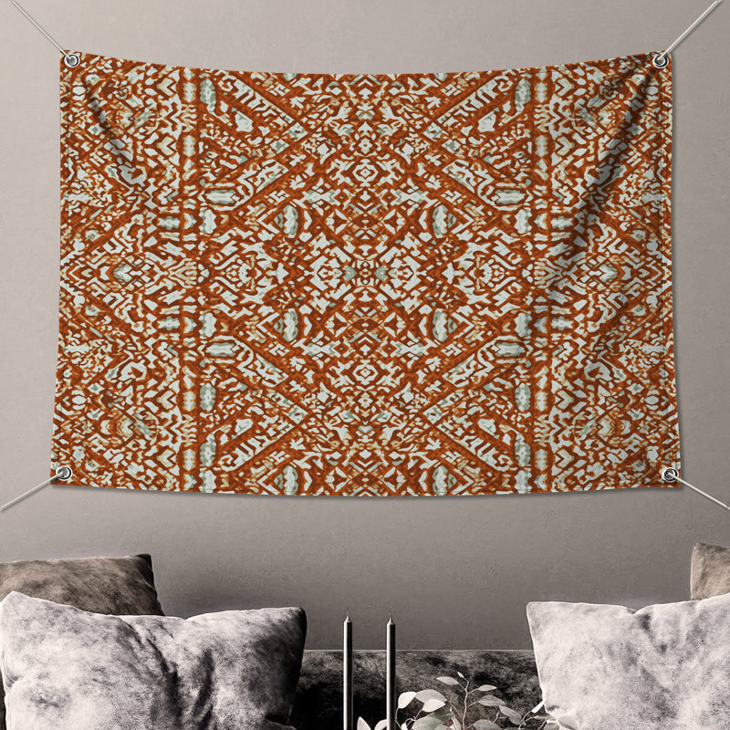 Tapisserie murale à motif géométrique complexe - Décoration murale géométrique, H 50 po x l 60 po avec 4 œillets
